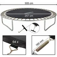 Arebos Hochsprungmatte Trampolin Sprungmatte, Federspanner, Sprungtuch, 9-Fach Naht 165 mm (64-St), Maximale Belastbarkeit: 150 kg