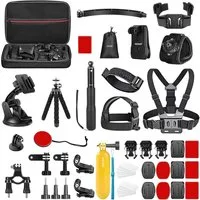 Neewer Kamerazubehör-Set GP-50 Action-Kamera Zubehörset 51 Stk., mit Flexibles Stativ, (Packung), Selfie-Stick, Gurte für Kopf und Brust, für GoPro DJI Insta360