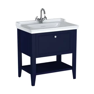 VitrA Valarte Set 80 cm Möbelwaschtisch + Waschtischunterschrank 1 Lade Stahlblau (Lack),65776 65776