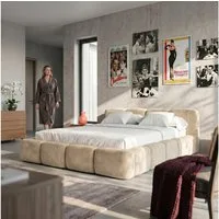 Muffo Polsterbett SUENO (Ein Doppelbett 140x200 / 160x200 / 180x200 / 200x200 cm), mit Kopfteil Frei Verwendungsstelle, Metalllattenrost