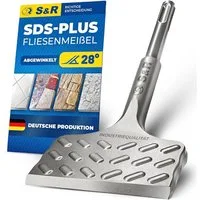 S&R Spatmeißel Hochleistungs - Fliesenmeißel SDS plus 165 mm x 75 mm abgewinkelt, 165 in mm, für SDS PLUS, (Made in Germany) Industrie-Qualität, optimierte Geometrie für Fliesen und Fliesenkleber