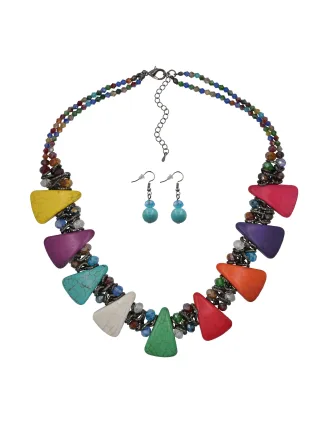 Steuer Modeschmuck Schmuckset Set aus Collier und Ohrhaken multicolor