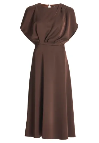 SWING - Cocktailkleid aus Satin mit geschlitzten Schulternähten chocolate brown - Gr. - 38