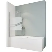 Schulte Badewannenfaltwand 80x140 cm ESG, Glas, (1 tlg), pendelbar Duschwand für Badewanne Dekor Liane fixil-Glassiegel