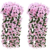Kunstpflanze Künstlicher Hängender Glyzinien,Kunstblumen Veilchen Hgende Blumen, Agger, für Outdoor Heimdekoration Garten/Hof Schnur Blumendekoration