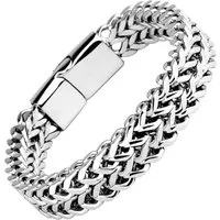 Taffstyle Armband Edelstahl Armband 8mm magnetischer Verschluss Fuchsschwanz (Geometrisch gewebtes Armband aus Chirurgenstahl mit Magnetverschluss), Ideal für den Alltag, Business und besondere Anlässe