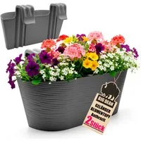 BigDean Blumenkasten 2x Blumenkasten Balkongeländer 43cm Blumenkästen mit Wasserspeicher (Set, 2 St., Balkonblumenkasten), Universal Balkonkasten, Wasserspeicher, UV-beständig, Witterungsfest