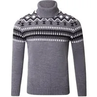 Reslad Strickpullover Reslad Rollkragenpullover Herren Grobstrick Norweger Pullover Winter (1-tlg) Strickpullover Männer Norwegermuster mit Roll Neck