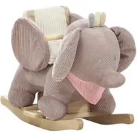 AIYAPLAY Schaukeltier Elefant-Schaukel mit Tiergeräusche, weiche Füllung, Holzrahmen, (1 tlg), für Kinder 1,5-3 Jahre, max. 25 kg, Braun