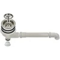 tecuro Siphon Spülen-Siebkorbventil Ø 114 mm (3 1/2 Zoll) mit Raumsparabgang und GA