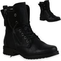 VAN HILL 835417 Schnürstiefelette Damen Schnürstiefeletten Leicht Gefüttert Blockabsatz Stiefeletten