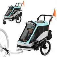 AIYAPLAY Fahrradkinderanhänger mit 5-Punkt Gurt, Reflektoren, 16-Zoll-Luftreifen, für Kinder ab 12 Monaten max. 18kg