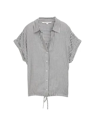 Tom Tailor - Loose Fit Bluse mit Streifenmuster navy white thin stripe - Gr. - 44