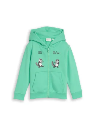 tom tailor kids - Hoodie Sweatjacke mit Rückenprint leafy green - Gr. - 134
