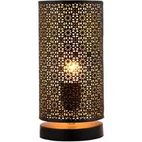 Marrakesch Orient & Mediterran Interior Nachttischlampe Moderne Tischlampe Tuza handgefertigt aus Metall in Schwarz 25 cm hoch, Leuchtmittel nicht im Lieferumfang, Handarbeit