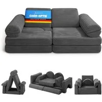 Bestlivings Kindersofa modulares Spielsofa aus Cord, 11 Teile, Schaumstoff, formstabil, erweiterbar, mit waschbarem Bezug