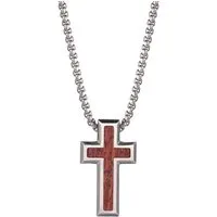 Kingka Kette mit Anhänger Kreuz, mit Holz