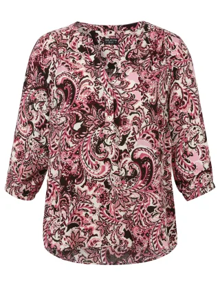 VIA APPIA DUE - Bluse V-Ausschnitt 3/4 Arm Druck kaffee multicolor - Gr. - 52