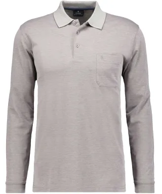 RAGMAN - Softknit-Polo mit Brusttasche, Langarm silbergrau - Gr. - S