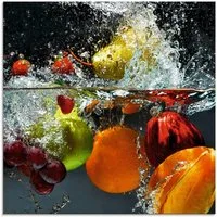 Artland Glasbild Spritzendes Obst auf dem Wasser, Lebensmittel (1 St), in verschiedenen Größen
