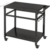 COSTWAY Grillablagetisch, mit 2 Ablagen, 4 Rollen & Haken, 108x50,5x88cm