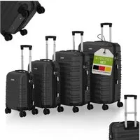 Juskys Trolleyset Rom, 4 Rollen, (4 tlg., 4-teilig), 4 Koffer, 360° Rollen, robuste Hartschale, mit Zahlenschloss