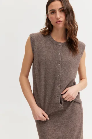THE FASHION PEOPLE - Woolen Vest mushroom melange - Gr. - M