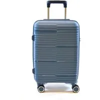 Zimmert Leather Hartschalen-Trolley Flightourer, 4 Rollen, Grau, Blau, Polypropylen, Bruchsicher, versenktes TSA Schloss