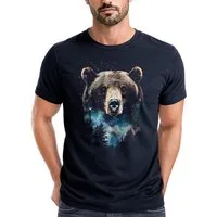 Neverless Print-Shirt Herren T-Shirt mit Frontprint Bär Sterne Wildnis Motiv Outdoor mit Print