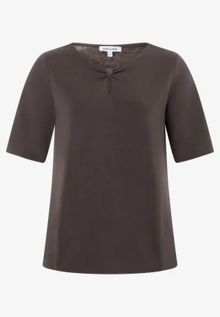 MORE & MORE - T-Shirt mit Knot-Detail braun - Gr. - 44