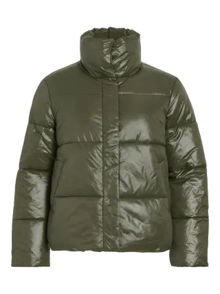 VILA - VILIDDA L/S SHINNY PUFFER SHORT JACKET forest night - Gr. - 42