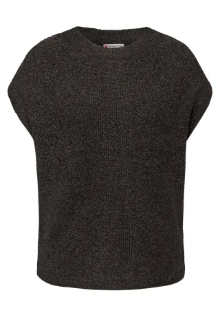 Street One - Ärmelloser Chenille Pullover darkest brown - Gr. - 40