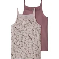 Name It Unterhemd NKFSTRAP TOP 2P VIOLETFLOWER NOOS (Packung, 2-St) Baumwollmischung, uni und bedruckt im Set