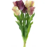 Kunstblume Tulpenbündel Parrot 52cm Real-Touch Tulpenstrauß mit 6 Tulpen Ostern, mucPlants