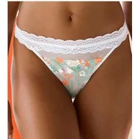 LASCANA String mit zarter Blumenstickerei und elastischem Spitzenband