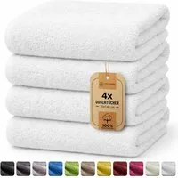 NatureMark Duschtuch 4er-Sparpack Frottier Duschtücher 70x140cm, 100% Baumwolle (4-St), Duschhandtuch 70x140cm Weiß