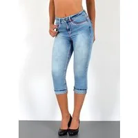 ESRA Caprijeans 3/4 Capri Jeans Damen High Waist weiße Naht Jeans Kontrastnähte J569 Capri Jeans Damen High Waist weiße Naht Jeans Kontrastnähte J569