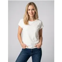 SUBLEVEL T-Shirt Damen Basic T-Shirt Logoprint Modal-Baumwolle T-Shirt mit Ärmelaufschlag