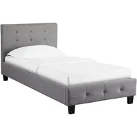 CARO-Möbel Polsterbett OHIO, Einzelbett 90x200 cm Bettgestell mit Lattenrost Kopfteil grau