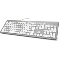 Hama Slim Keyboard Tastatur KC-700 DE-Layout Silber Gaming-Tastatur (Voll-Tastatur Scissor-Tasten Leise Ziffernblock Num-Pad Flach Office)