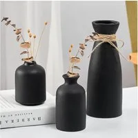 TUWENA Dekovase 3er-Set Keramik Vasen, Blumenvasen Moderne Deko Aesthetic Nordic Stil (3 St), Für Pampas Grass & Getrocknete Blumen, für Tisch, Bücherregal, Mantel