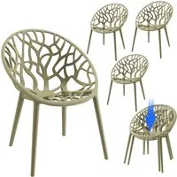 STEELSØN Gartenstuhl Quanta wetter- & UV-beständig, stapelbar (4er Set, olivgrün), Schalenstuhl outdoor geeignet, verfügbar als 2er, 4er & 6er Set