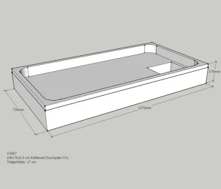 Neuesbad Wannenträger für Kaldewei Duschplan XXL 75x140x6,5 SD24001