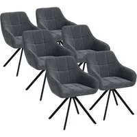 skølm Esszimmerstuhl Sköll Drehstuhl mit Samt-Bezug (6er Set, dunkelgrau, bis 150 kg), Küchenstuhl, höhenverstellbar & drehbar, verfügbar als 2er/4er Set