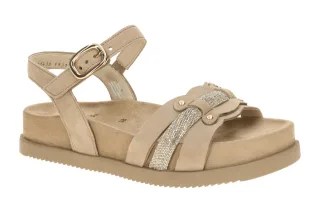 Gabor 83.770 - Damen Sandalette, Beige/Sand/Platino, Velourleder, Keilabsatz