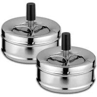 Coumo Aschenbecher 2x Drehaschenbecher Set mit Deckel, Metall, für draussen
