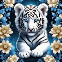 Rötting Design Malen nach Zahlen BASTELIDEEN 5d Diamond Painting Set Motiv weißes Tiger Baby (Komplett-Set), Diamond Painting Vollbild, Lieferung enthält alle Utensilien