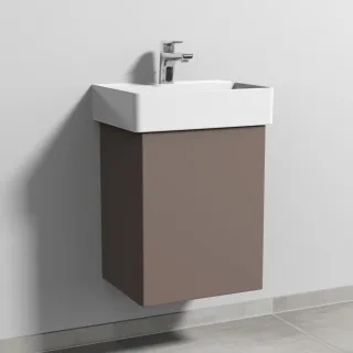 Sanipa 3way Waschtischunterbau zu Duravit Dura Square Waschtisch mit 1 Tür, Taupe-Matt SP4251T
