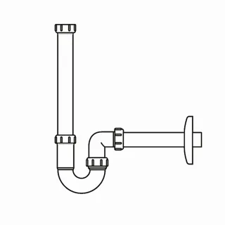 LAUFEN Siphon DN32, weiß, mit verlängertem Ablaufrohr, 89406.7, 8940670000001 H8940670000001