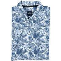 Engbers Poloshirt Herren Gemustertes Poloshirt mit Knopfleiste, Mittelblau